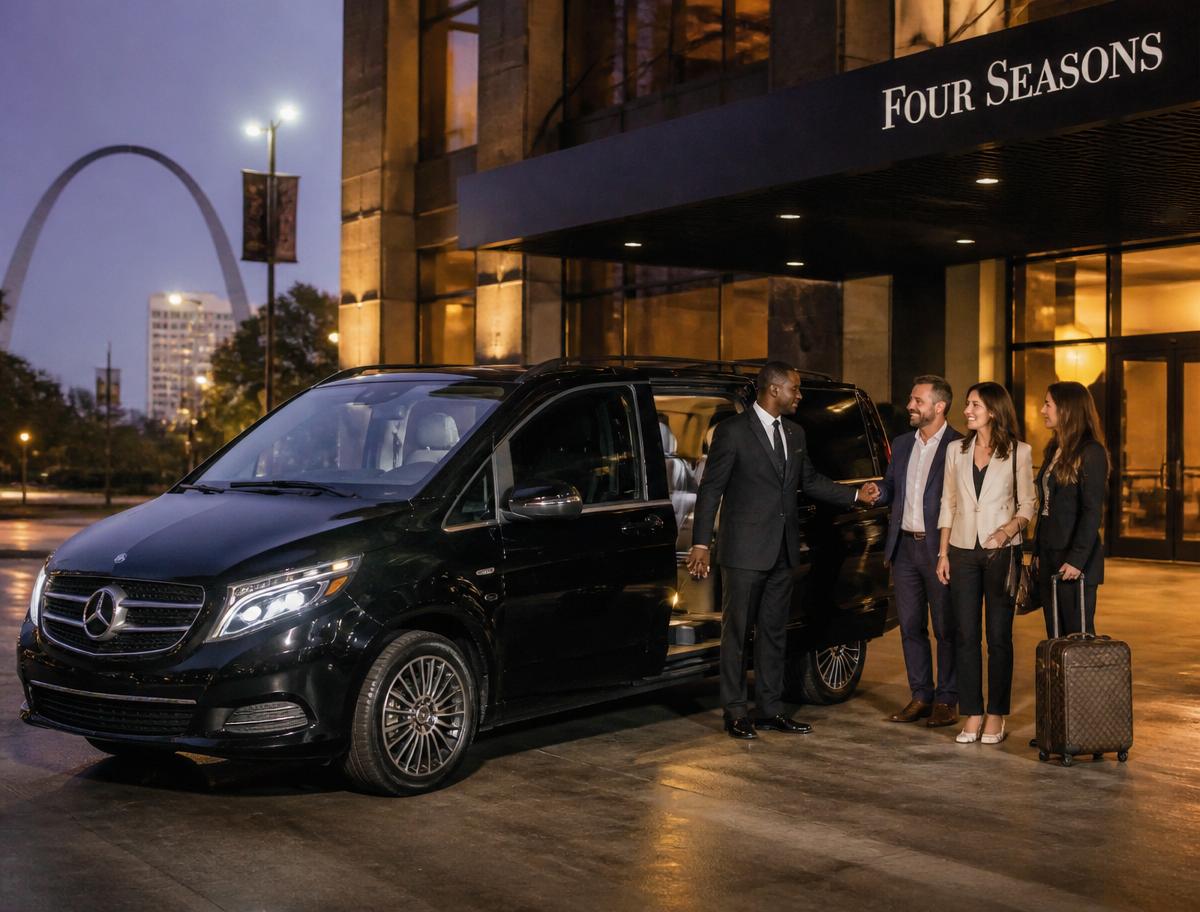 Mercedes V-Class luxury people carrier with chauffeur for executive group travel in St. Louis